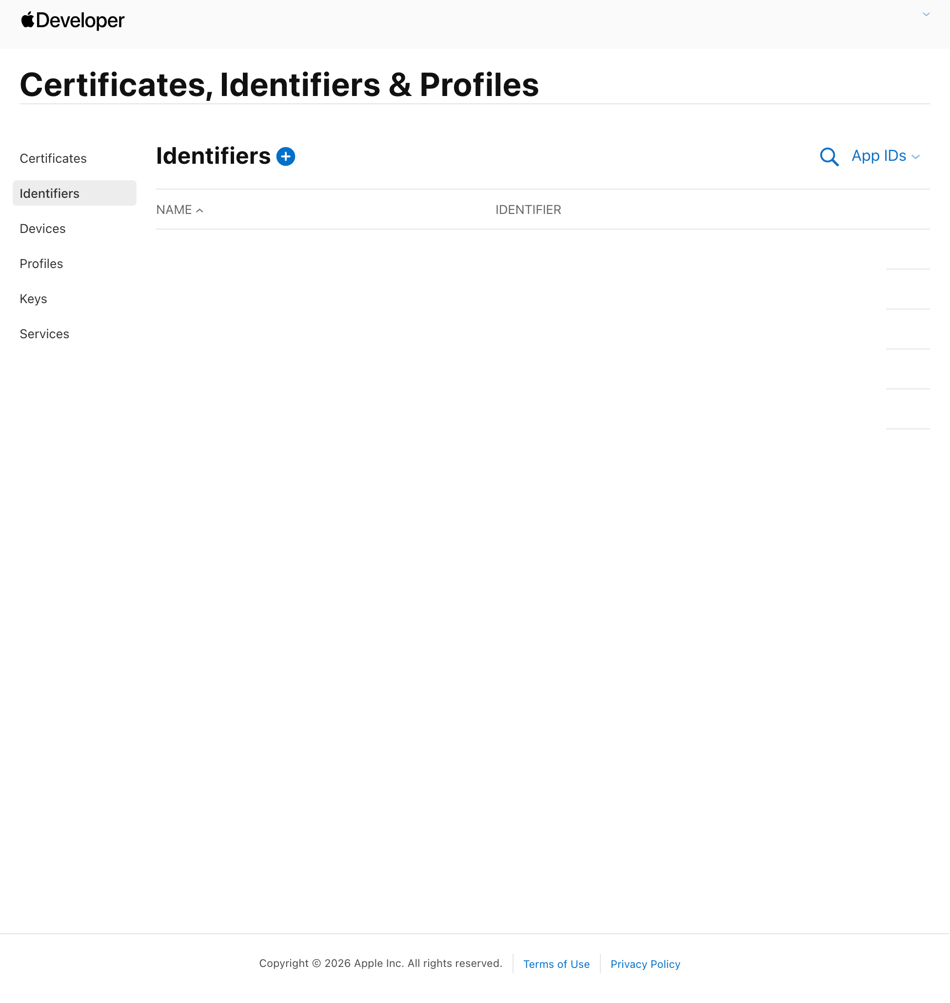 Apple Developer Account identifiers